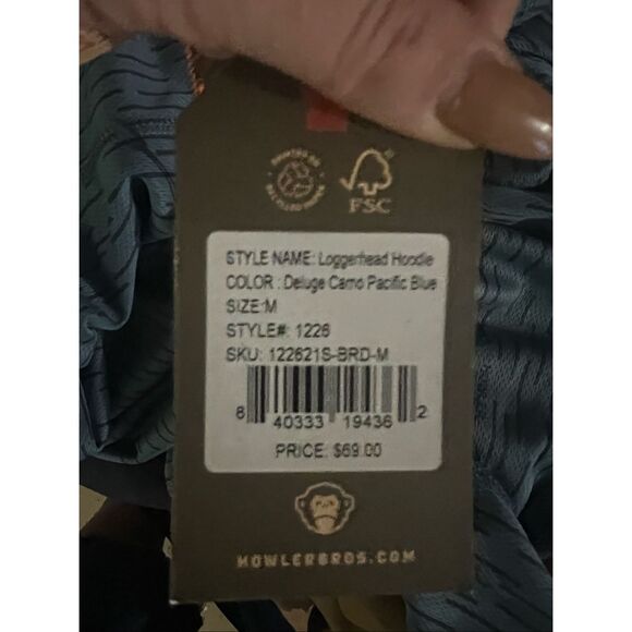 Howler Brothers NWT Loggerhead Hoodie Medium Deluge Camo/Pacific Blue - Picture 4 of 4